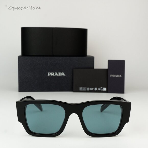 BRAND NEW Prada PR10ZS 16K40K Black Petrol Green Square Unisex Sunglasses - Picture 1 of 9